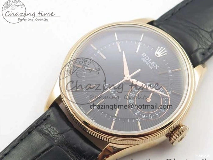 Markers Edition on Date BP Real Stick Cellini Black SA3165 RG 50519 Best Black Maker Dial Strap Leather 0725